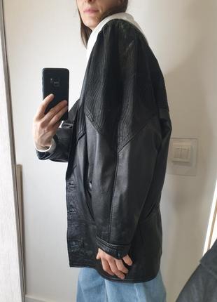 Шикарна натуральна шкіряна вінтажна подовжена куртка з анімалістичним принтом фактурою зебра вінтаж8 фото