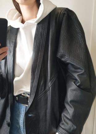 Шикарна натуральна шкіряна вінтажна подовжена куртка з анімалістичним принтом фактурою зебра вінтаж6 фото