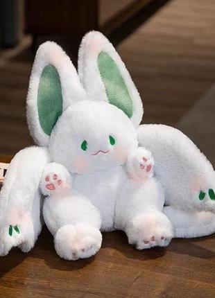Мягкая игрушка летучая мышь кролик аниме 30 см белая