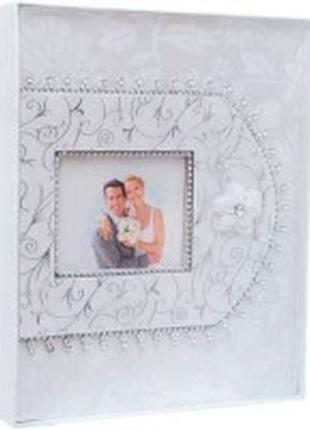 Свадебный фотоальбом с магнитными листами в подар. коробке 40 магн. страниц 20 листов атлас белый в кор.