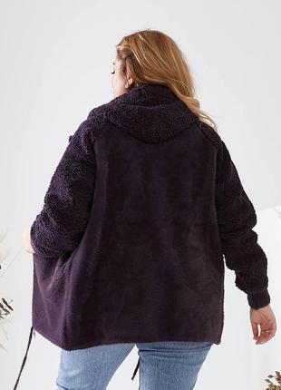 Женская куртка из альпаки с капюшоном 50/56 батал № 9097 фото