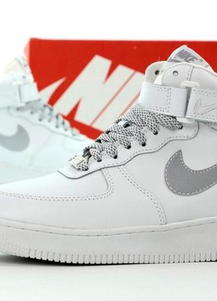 Зимові чоловічі кросівки nike air force 1 white reflective(хутро) 41