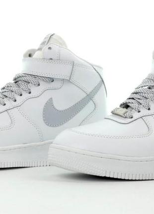 Зимние мужские кроссовки nike air force 1 white reflective (мех) 412 фото