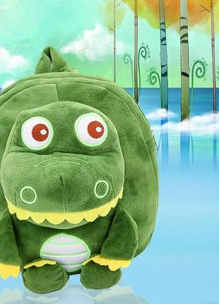 Рюкзак городской детский мягкий плюшевый зеленый детский рюкзак для прогулок