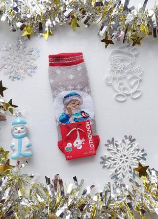 Дитячі,підліткові махрові зимові новорічні шкарпетки монтебелло 7-9 років 20-22см ніжку.туреччина.1 фото