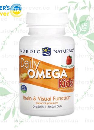 🐠🌱nordic naturals daily 🐟omega kids🐟 30 м'яких капсул, 🌱омега-3 для дітей 🌱від 3 років, з фруктовим смаком.🌿сша1 фото