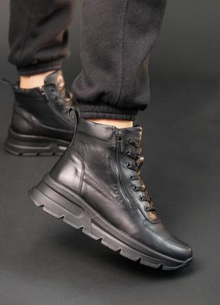 Кросівки шкіряні з хутром 587313 чорні