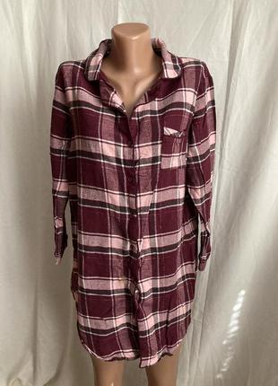 Женская длинная рубашка в клетку