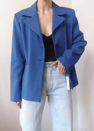 Синий пиджак вискоза жакет оверсайз синий блейзер винтажный пиджак жакет винтаж пальто полупальто куртка10 фото