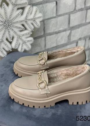 Зимние утепленные мехом туфли лоферы автоледи натуральная кожа замш