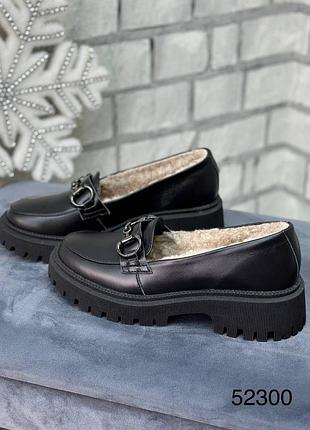 Зимние утепленные мехом туфли лоферы автоледи натуральная кожа замш