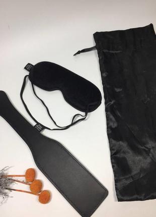 Набор маска повязка для сна и шлеп серебристого и черного цвета soft twin великобритания н14463 фото