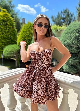 Платье комбинезон леопардовый принт турция
