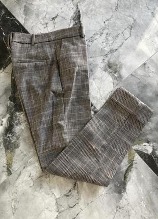 Класичні завужені в клітинку брюки штани mango 32 р плотні на осінь3 фото