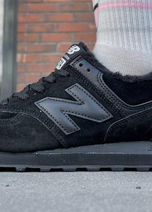 Зимние женские кроссовки new balance 574 black (мех) 36-37-38-39-403 фото