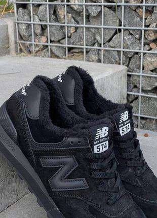 Зимние женские кроссовки new balance 574 black (мех) 36-37-38-39-404 фото