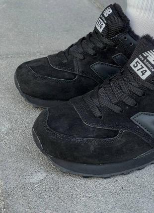 Зимние женские кроссовки new balance 574 black (мех) 36-37-38-39-405 фото