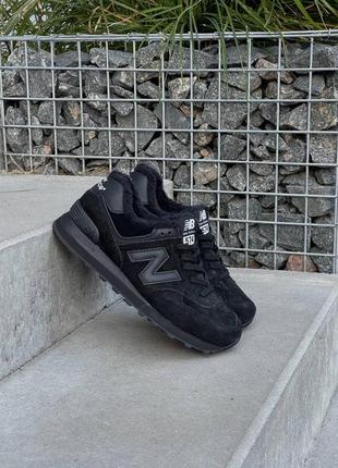 Зимние женские кроссовки new balance 574 black (мех) 36-37-38-39-407 фото