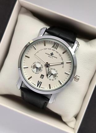 Мужские наручные часы серебристого цвета на черном ремешке, непревзойденное качество, дата