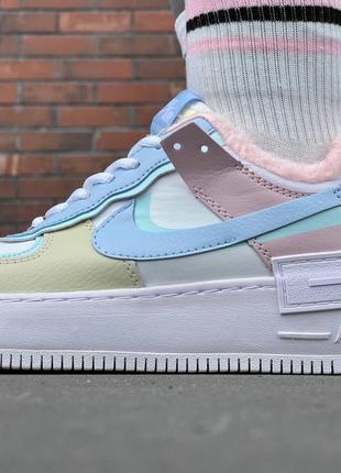 Зимние женские кроссовки nike air force 1 shadow white glacier blue ghost fur(мех) 36-37-38-39-403 фото