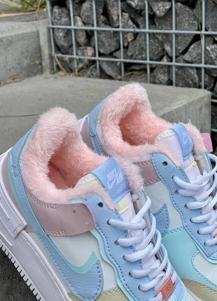 Зимние женские кроссовки nike air force 1 shadow white glacier blue ghost fur(мех) 36-37-38-39-406 фото