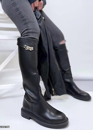 52023 сапоги деми в стиле h@rme черные в искусственной коже на флисе 27 см на ножку