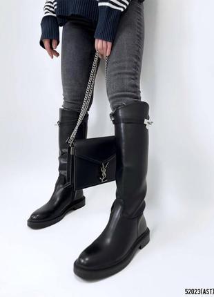 52023 сапоги деми в стиле h@rme черные в искусственной коже на флисе 27 см на ножку