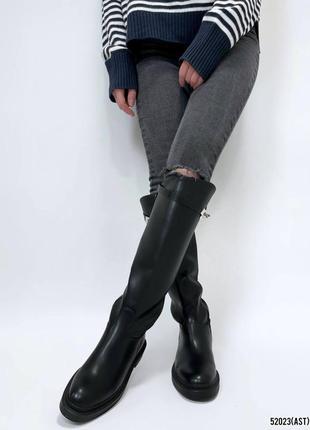 52023 сапоги деми в стиле h@rme черные в искусственной коже на флисе 27 см на ножку