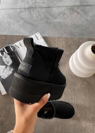 Угги ugg platform угги на платформе черные натуральные замша и мех