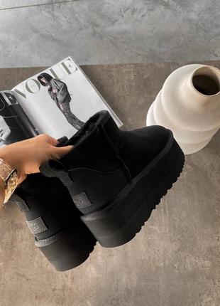 Угги ugg platform угги на платформе черные натуральные замша и мех