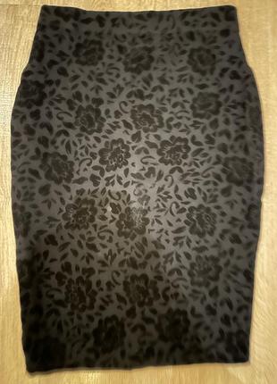 Юбка текстиль плотный с набивным велюром