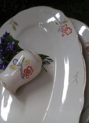 1955 рік! ☘️🍓сервіз коростень гусятниця блюдо солонка комплект з ручним розписом фарфор срср вінтаж радянський клецмо