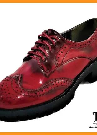 Жіночі лакові туфлі бордо на  сліпони мокасини червоні (розміри: 36,37)3 фото