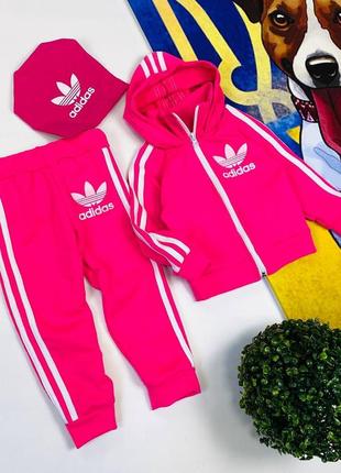 Костюм рожевий спортивний adidas  не теплий для дівчинки на 9 місяців -6 років