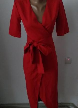 Червона сукня на запах2 фото