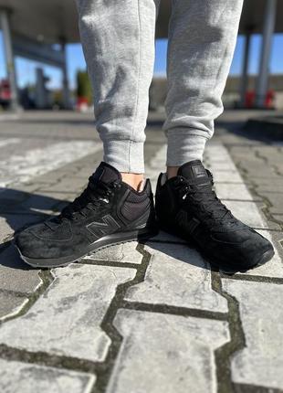 Зимние кроссовки new balance 574 black winter fur2 фото