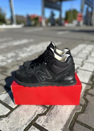 Зимние кроссовки new balance 574 black winter fur8 фото