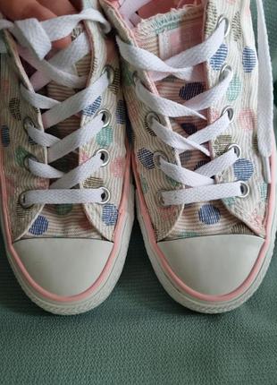 Брендові текстильні конвера кеди кросівки кросовки конверси на дівчинку в принт горох розмір 36,5 36 23 см  converse