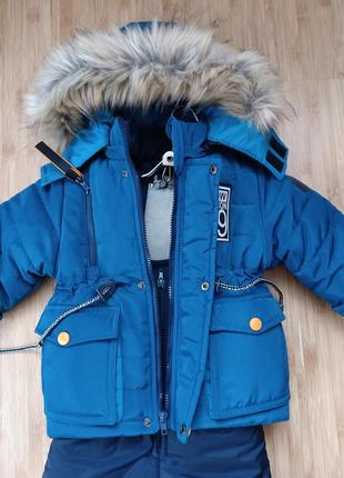 Новий зимовий комплект для хлопчика 12-18 м., теплі куртка з напівкомбінезоном5 фото