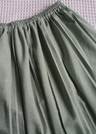 Фисташковая винтажная миди юбка плиссе винтаж5 фото