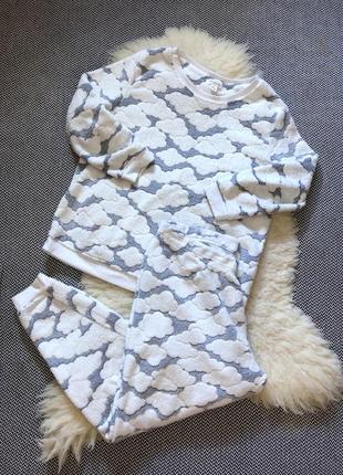 Махровая плющевая флисовая домашняя пижама облачка тёплая манжеты