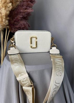 Женская сумочка marc jacobs, белая кожаная сумка через плечо марк джейкобс