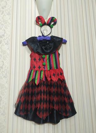 Карнавальное платье клоунессы злой костюм на верёвник хеллоуин хелловин хэллоуин клоун убийца кеннивайз