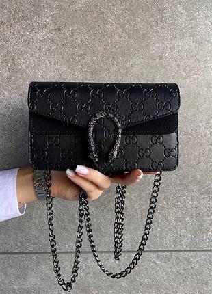 Женская сумочка gucci mini, через плечо сумка кожаная черная гуччи
