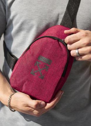 Сумка через плече, слінг of white червона, барсетка нагрудна оф вайт