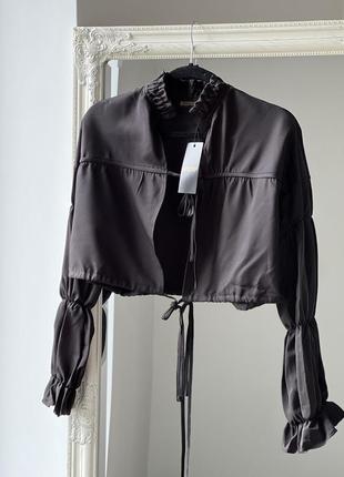 Черная блузка с завязками misspap6 фото