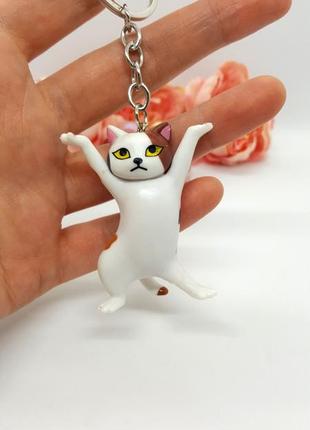 🐱🌸 милый брелок для ключей "белый котик с пятнами" кошка котенок7 фото