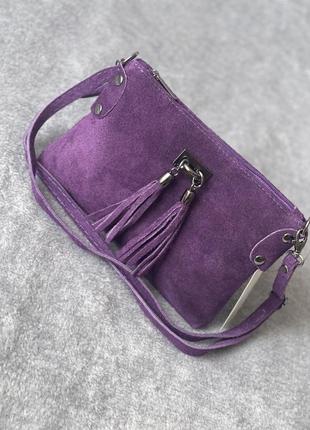 Замшевий фіолетовий клатч tianna, італія, кольори в асортименті4 фото