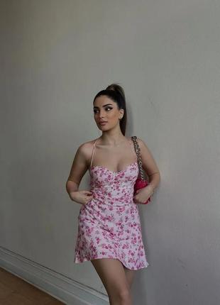 Плаття сарафан сукня в рози коротке відкрита спина zara s m 4661 3424 фото