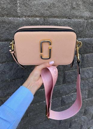 Женская сумочка marc jacobs, кожаная сумка розовая через плечо марк джейкобс